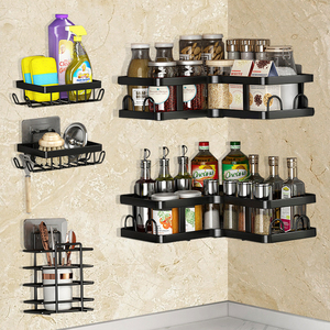 Estante de Ducha Moderno Negro sin Taladro, Nuevo Modelo, Organizador Adhesivo Metálico para Esquina de Baño, Cocina y Hogar - Product Image 6