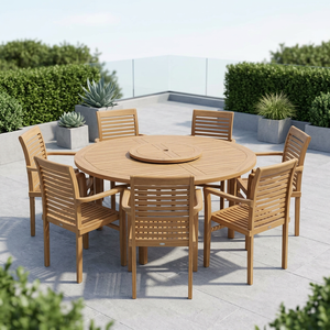Solid Teak Traditional Indoor/Outdoor Garden Chair Set 6 Seater Patio Furniture Weather Resistant Slatted Seat Customized Color - Product Image 2