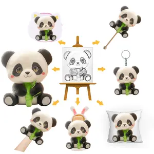 Brinquedo de pelúcia panda tubo de bambu, boneco panda, tesouro nacional, brinquedo fofo para crianças