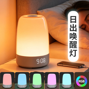 Sunrise Wake Up <b>Light</b> 7 Color Tap Control Night <b>Light</b> Bedroom Ambient Lamp With Alarm Clock USB Powered - Product Image 1