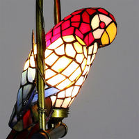 Style Pastoral Grand Perroquet Rouge Conception Tiffany Teinté Art Décoratif Verre Led Lustre Pendentif Lumière