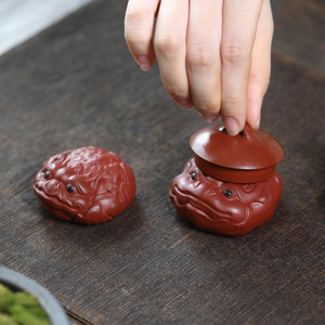 Purple Clay <b>Tea</b> Pet Golden Toad Ornament With Lid Handmade <b>Tea</b> Accessory For Kung Fu <b>Tea</b> <b>Set</b> - Product Image 1