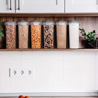 Boîtes de rangement de céréales PP 4L, capacité de 2 l, accessoires, supports de bacs