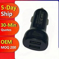 Chargeur de voiture en plastique écologique USB 24W 4.8A en gros, OEM ODM, charge rapide double USB 5V 2.4A pour téléphones portables en voiture