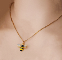 Acier inoxydable métal plaqué or couleur cristal mignon abeille pendentif pour collier à faire soi-même breloques en diamant pour Bracelet fabrication de bijoux