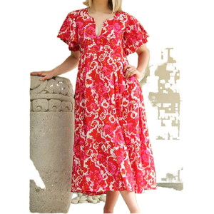 Minivestido de Lino y Algodón Bordado con Cuello en V |   Vestido Casual de Verano de Manga Corta para Mujer |   Ropa de Uso Diario Transpirable y de Corte Relajado - Product Image 1