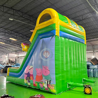 Château gonflable géant à double piste pour l'extérieur, thème cochon, avec toboggan gonflable pour enfants, maison de rebond gonflable