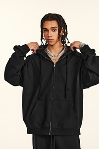 Sweat à capuche unisexe épais en molleton avec logo personnalisé en relief et boutons, idéal pour l'hiver - Vente en gros - Product Image 2