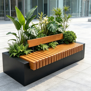 Banc de jardin en <span class=keywords><strong>bois</strong></span> durable avec dossier, 2 m, style minimaliste moderne, pour l'aménagement paysager, avec options de taille personnalisées - Product Image 2