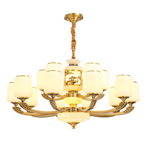 Modern Chinese Style All Copper Chandelier Led <b>Light</b> Living Room Villa Duplex Multi Head Round <b>Ceiling</b> Lamp - Product Image 4