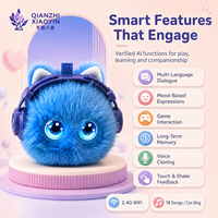 Jouet en peluche AI Chat Bleu avec oreilles, nœud blanc, vibration, reconnaissance vocale, mémoire longue durée, 50+ langues, yeux LED, version WiFi TUYA, cadeau