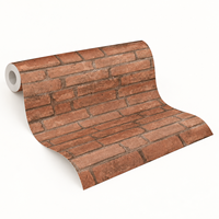 Papier peint MORLENX effet brique rouge vintage en rouleau pour murs décoratifs de café, salon et bureau