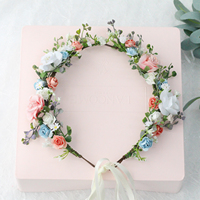 Serre-tête Couronne de Roses en Papier en Gros d'Usine, Guirlande de Fleurs Artificielles Colorées pour Femmes, Accessoire Cheveux pour Fêtes et Cérémonies