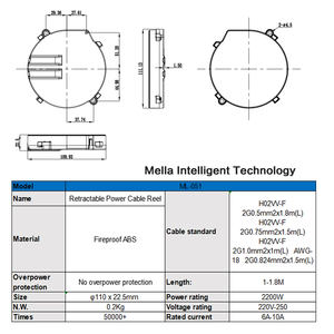 Mella Kleine Einziehbare Kabelrolle Automatischer Aufrollmechanismus für Haushaltsgeräte - Product Image 5