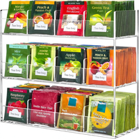 Organisateur de sachets de thé en acrylique pour 216 sachets de thé Distributeur de garniture en acrylique pour comptoir ou armoire