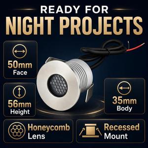 Projecteur LED enterré 3W IP68 avec lentille en nid d'abeille en acier inoxydable pour éclairage paysager de jardin, <span class=keywords><strong>pelouse</strong></span>, allée et villa - Product Image 3