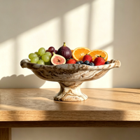 Corbeille à fruits en marbre onyx sur piédestal, décorative, sculptée à la main, centre de table moderne pour villa intérieure
