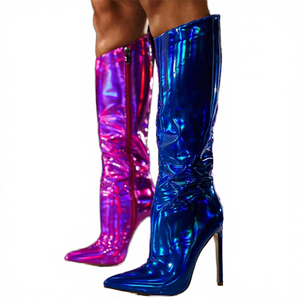 Fashion Pointed Toe Fringe Sequined PU Mid Calf <b>Boots</b> for Women Zip Metallic Glitter Sexy Elegant Dress Winter Autumn - Product Image 4