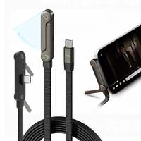 Kabel Pengisian Cepat USB C ke USB C, Transfer Data 480Mbps, Kabel Data 240W dengan Bracket untuk iPhone/Komputer
