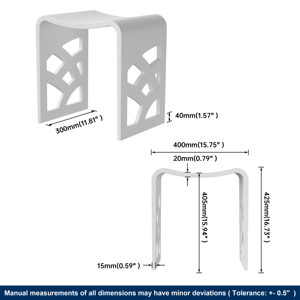 Portable Modern <b>Bathroom</b> Shower <b>Stool</b> with Lattice Sides of Solid Surface Shower <b>Stool</b> <b>for</b> Curved Top Shower Bench <b>Stools</b> - Product Image 6