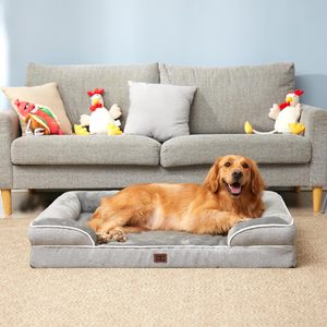 Cama Cuadrada para <span class=keywords><strong>Perro</strong></span>, Resistente a Mordidas y Arañazos, Impermeable, Desmontable y Lavable a Máquina, para Todas las Estaciones, para Bichón Frisé, Corgis y Perros Pequeños - Product Image 1