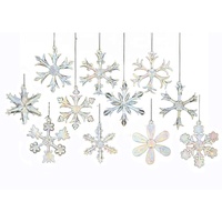 Cristal De Noël Flocon De Neige Suspendu Pendentif En Verre Mosaïque Technique Suncatcher Prisme Lustre Partie Vent Carillon Ornement Écologique