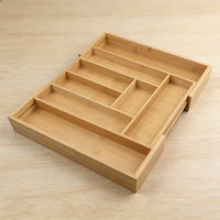 Organisateur de rangement de table de cuisine à un niveau en bambou avec plateau transparent multifonctionnel