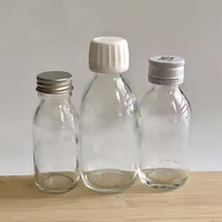 Mini flacon en verre transparent ambré pour sirop, jus, vitamines, shot de gingembre, avec col ROPP, pour les potions bien-être et santé