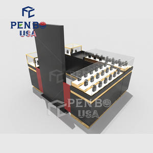 Diseño de tienda de Perfume negro personalizado de gama alta Gabinetes de exhibición de Perfume de lujo Diseño de quiosco de Perfume para la venta - Product Image 3