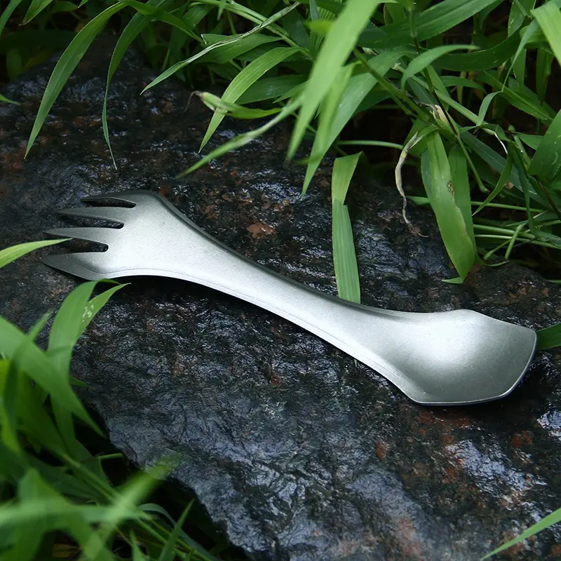 3 in 1 Titanium Spoon Fork Knife Outdoor Mini Ultralight Titanium Cutlery Camping Cookware Hiking Picnic Kitchen