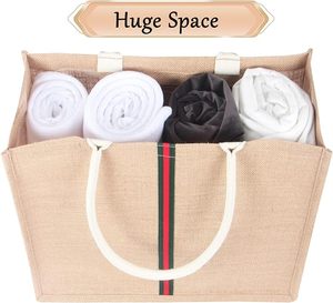 Wholesale Shopping Grocery Beach Can Be Reused Simple Line Single Shoulder Ladies <b>Large</b> Hand Jute Bag Packaging - Product Image 2