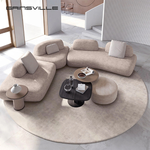 Set di Divani Modulari Color Crema Direttamente dalla Fabbrica |   Design con Angoli Arrotondati per Soggiorno Moderno - Product Image 1