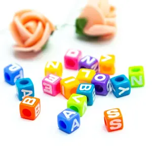 Wholesale 7mm Acrylic Cube Alphabet Letter Beads for DIY jewelry making