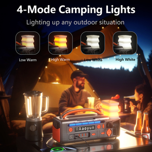 Système de stockage d'énergie solaire portable multifonctionnel Aaoyun avec onduleur à onde sinusoïdale pure et panneau solaire pour le camping, les activités de plein air et les situations d'urgence - Product Image 4