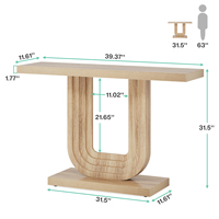 Tribesigns Table d'entrée en MDF de 39 pouces avec base géométrique en forme de U Tables console en bois clair de ferme