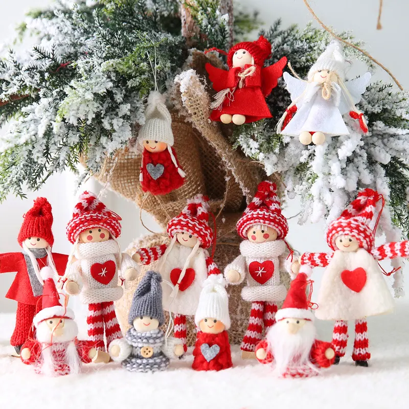 2pcs 2022 Christmas Ornament Doll Xmas Tree Decor Hanging Angel Faceless Doll Christmas Home Decorations Kids New Year Gift Noel