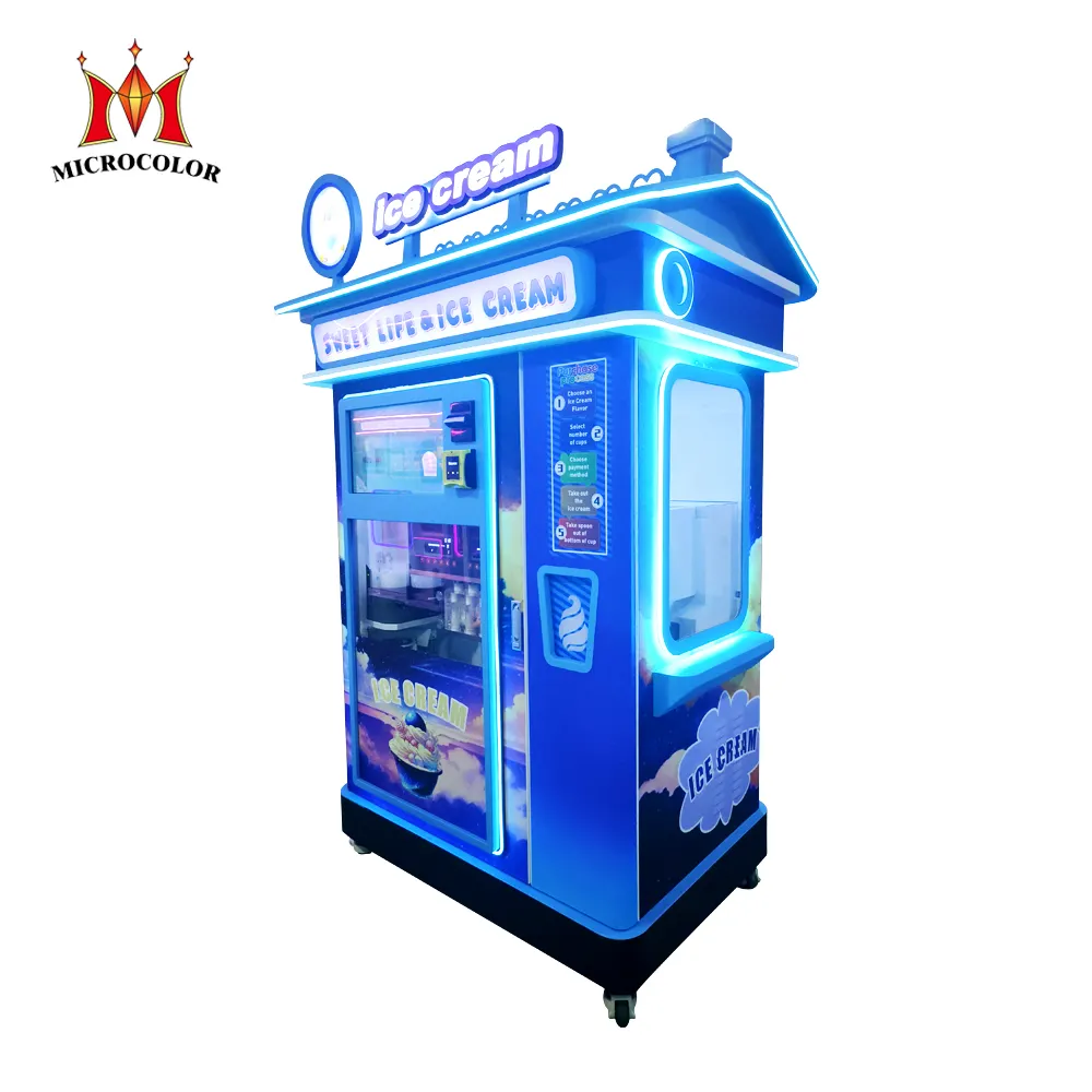 セルフサービスクレムマシン自動ソフトサーブアイスクリーム自動販売機ロボット3フレーバーアイスクリームマシンビジネス用