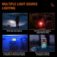 Lampe torche LED V3 900lm haute luminosité, lumière rouge UV, lampe torche magnétique, lanterne de poche pour le camping