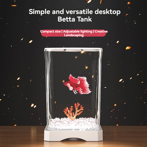 Hoogtransparant acryl bureau-<span class=keywords><strong>aquarium</strong></span>, eenvoudige klassieke stijl met LED-verlichting voor thuiskantoor - Product Image 5