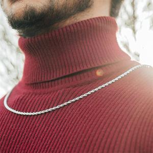 2mm 2.8mm <span class=keywords><strong>3mm</strong></span> 3.8mm 6mm מגמת מפעל סיטונאי גברים נשים לבן זהב ציפוי 925 כסף מעוות חבל שרשרת שרשרת - Product Image 6