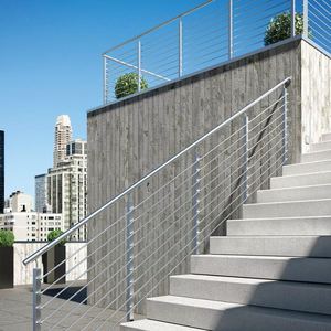 Pasamanos de estilo europeo, sistema de pasamanos de escalera de hierro gris mate, barandilla de Cable para interiores y exteriores con componentes de acero inoxidable