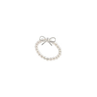 Elastische Y2K weibliche koreanische INS Bogen Fingerring Trendy Kunststoff Cluster Ringe mit Perle Perlen Cluster