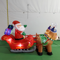 Grande luge gonflable de Noël avec deux rennes et éclairage LED, décoration de jardin pour les fêtes
