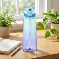 Bouteille en plastique anti-fuite de qualité alimentaire sans BPA avec couvercle à ouverture rapide pour la randonnée, l'école, le bureau et la bibliothèque
