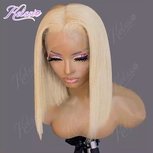 Perruques Courtes Bob en Cheveux Humains Raides Blondes 613 Brésiliennes 13x4 4x4 Prix Usine Perruque Bob HD Entièrement en Dentelle <span class=keywords><strong>Frontale</strong></span> - Product Image 2