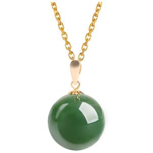 Haute qualité <span class=keywords><strong>He</strong></span> <span class=keywords><strong>Tian</strong></span> Jade 18k S925 collier Style religieux boule forme Jade jaspe pendentif plaqué bijoux en pierre naturelle - Product Image 6