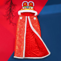 Cape pour enfant moderne à tête de tigre, brodée, en fourrure de lapin, épaisse, chaude, en polyester adouci, couleur personnalisable, ensemble cadeau