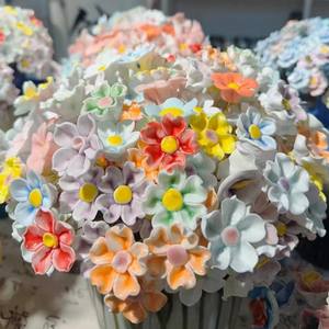 Jingdezhen cerámica ecológica alta calidad flor amasado a mano eterno decoración del hogar sala de estar artesanía Rosa peonía flor - Product Image 2