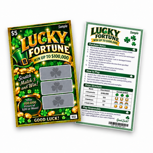 Billets de loterie à gratter à numéros de série imprimés numériquement, avec motif personnalisé et jeu de cartes à gagner sur le thème des plantes porte-bonheur - Product Image 2