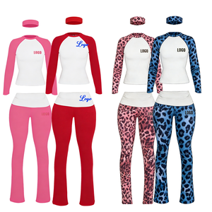 Completo Loungewear in Cotone: T-shirt a Maniche Corte e Pantaloncini, Set 2 Pezzi in Maglia con Logo Personalizzato, <span class=keywords><strong>Abbigliamento</strong></span> <span class=keywords><strong>Leopardato</strong></span> da <span class=keywords><strong>Donna</strong></span> Primavera Estate 2026 - Product Image 2